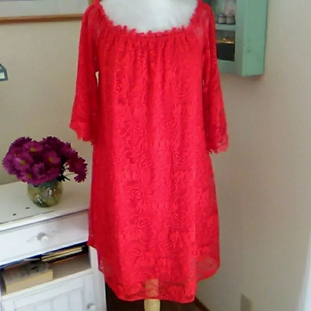 Miholl Bright Red Lace Dress